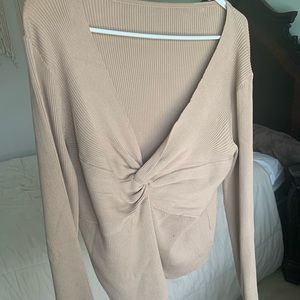 Tan long sleeve knitted top